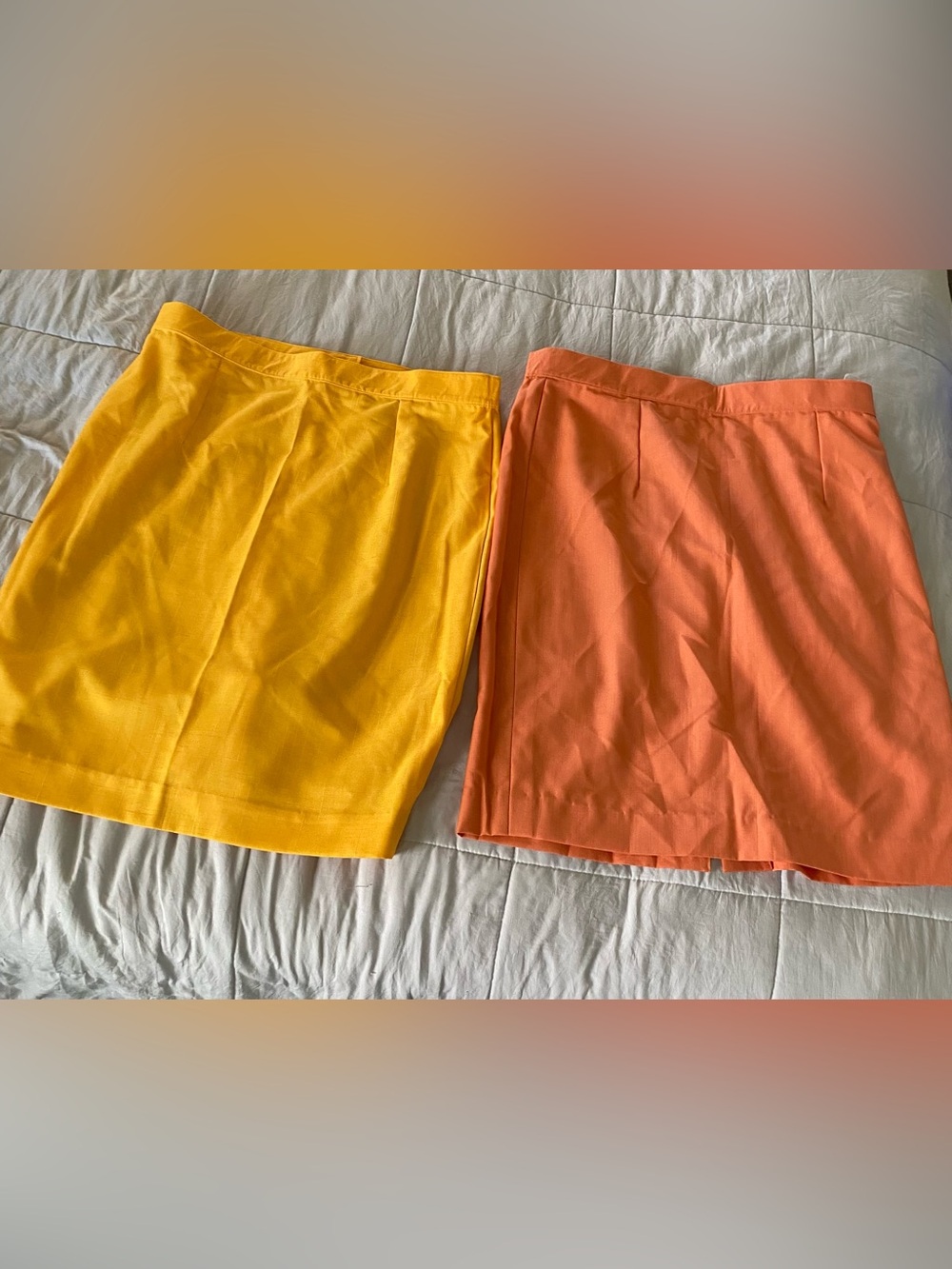 Bright Yellow and Coral Pencil Skirts — Classic Tailored Silhouettes